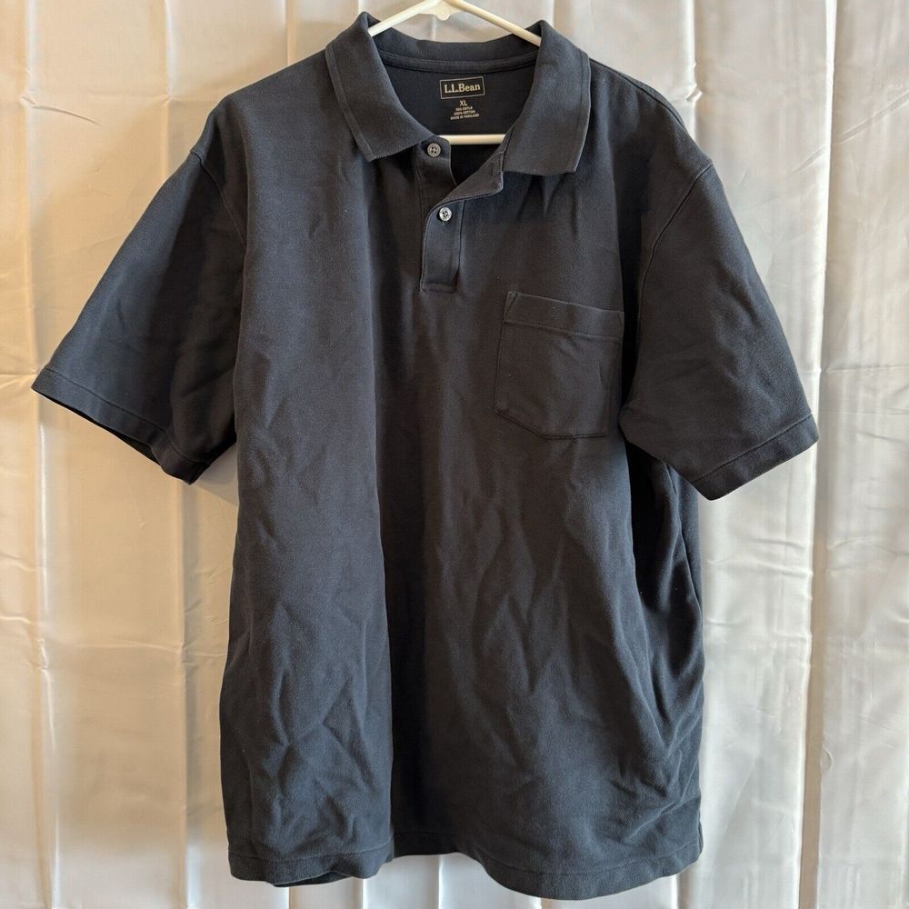 L.L. Bean Mens Traditional Fit XL Regular Short Sleeve Golf Polo Shirt Navy Blue